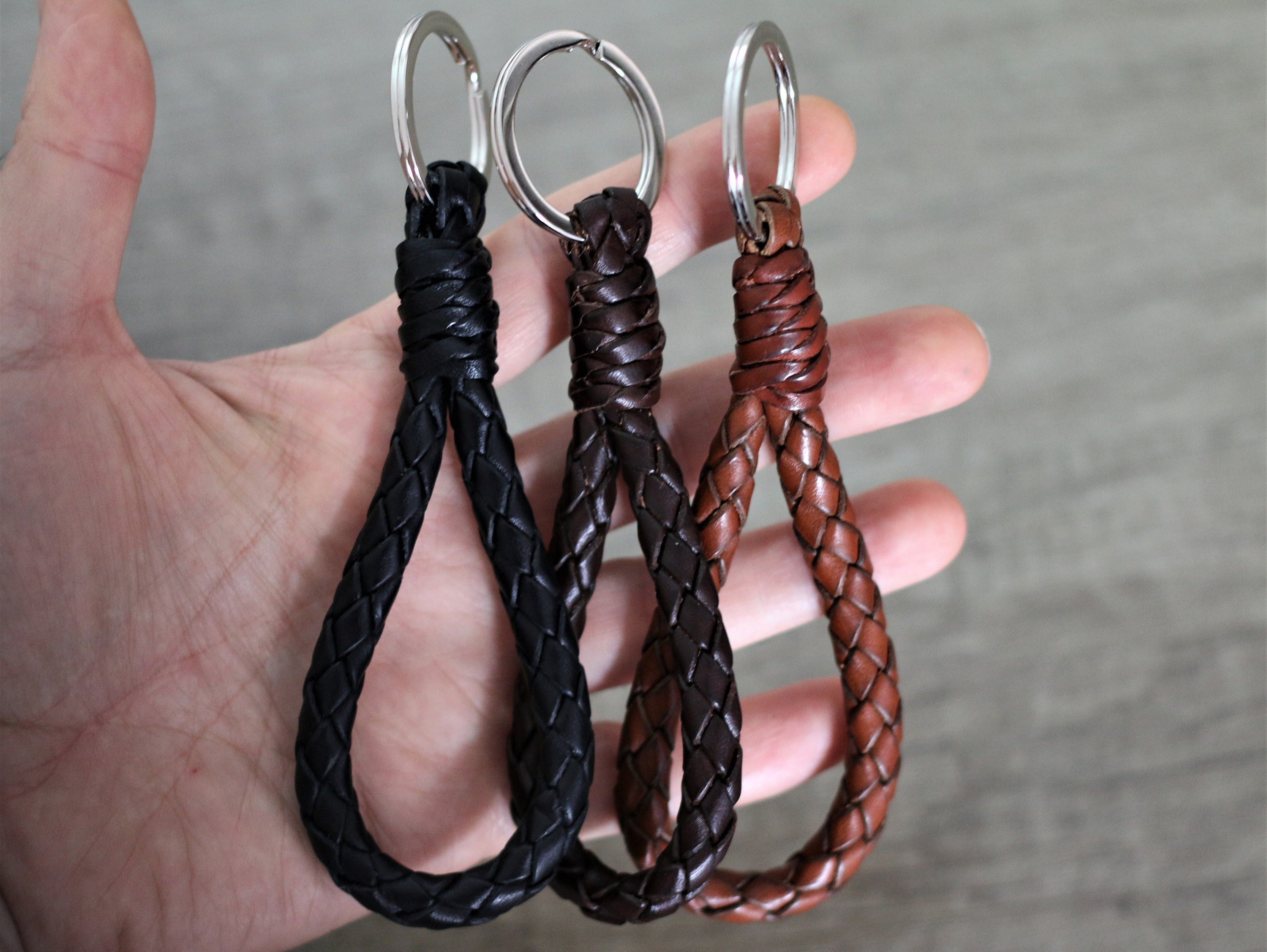 Braided Leather Keychain Unique Gift for New Car Home Hand Woven Key Chain  Hand Braid Lanyard Keyfob Quality Leather Accessories for Womens 