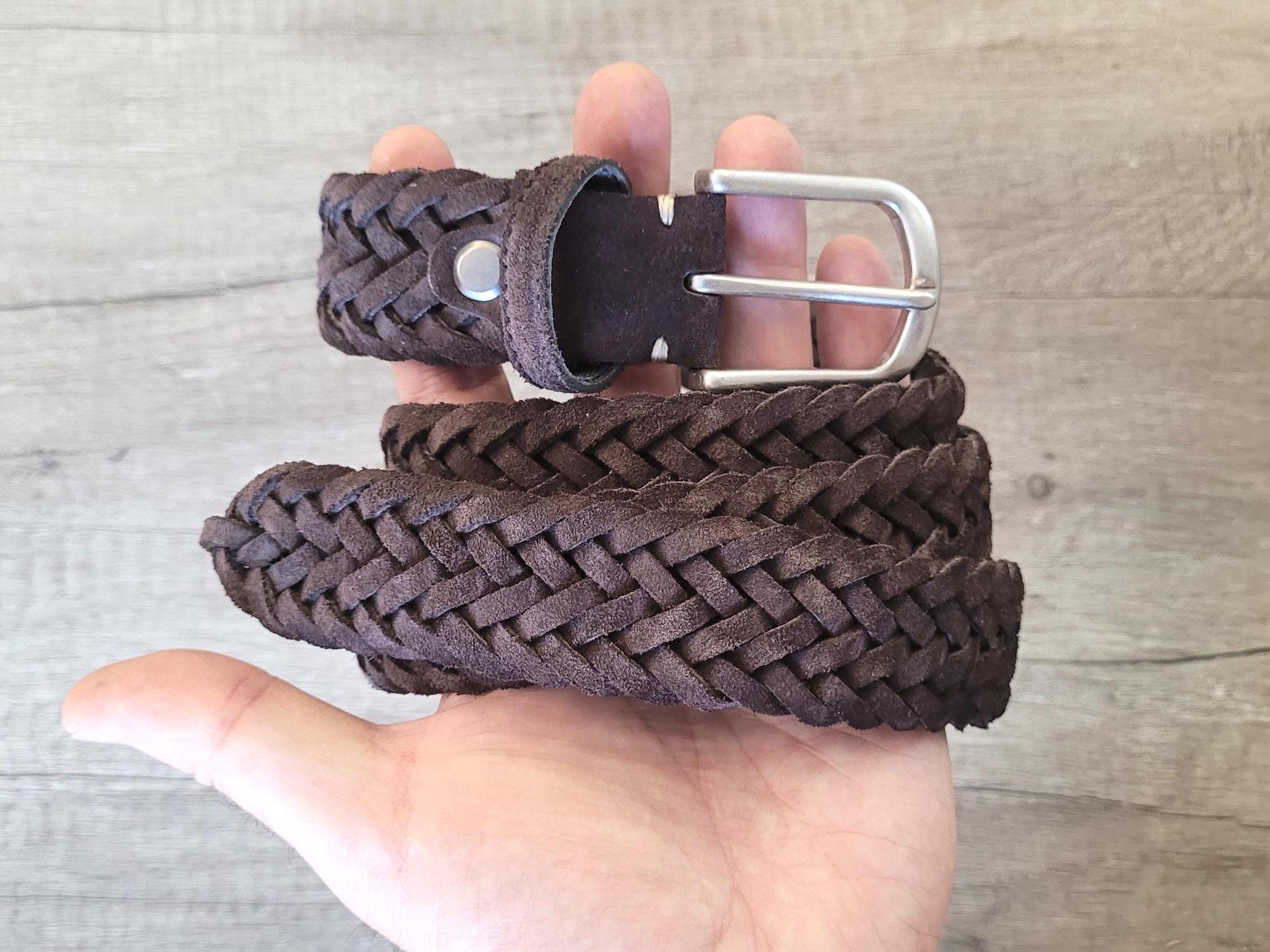 Silver Tone Braided Leather Belt with Decorative Buckle Buy Black Western Braided Belt For Men | Silver Buckle  main image 2