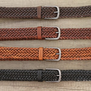 Braid Leather Belt Handcrafted Full Grain Brown Braided Belts Elegant ...