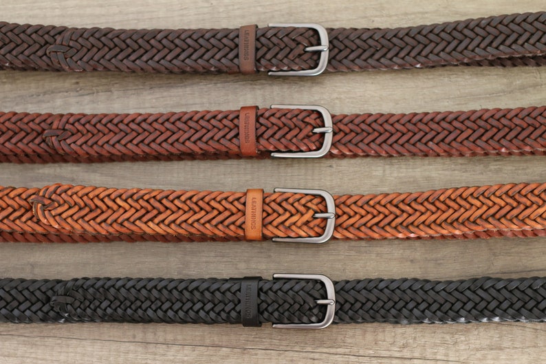 Braid Belts Women Genuine Leather Solid Square Belt Buckle Ladies Accessories Handmade
