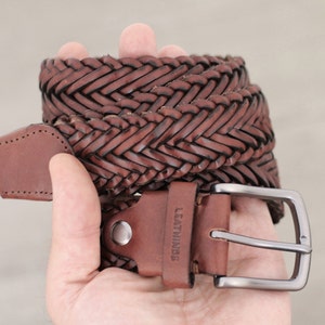 Braided Leather Belt Handcrafted Real Full Grain Black Braid Belts