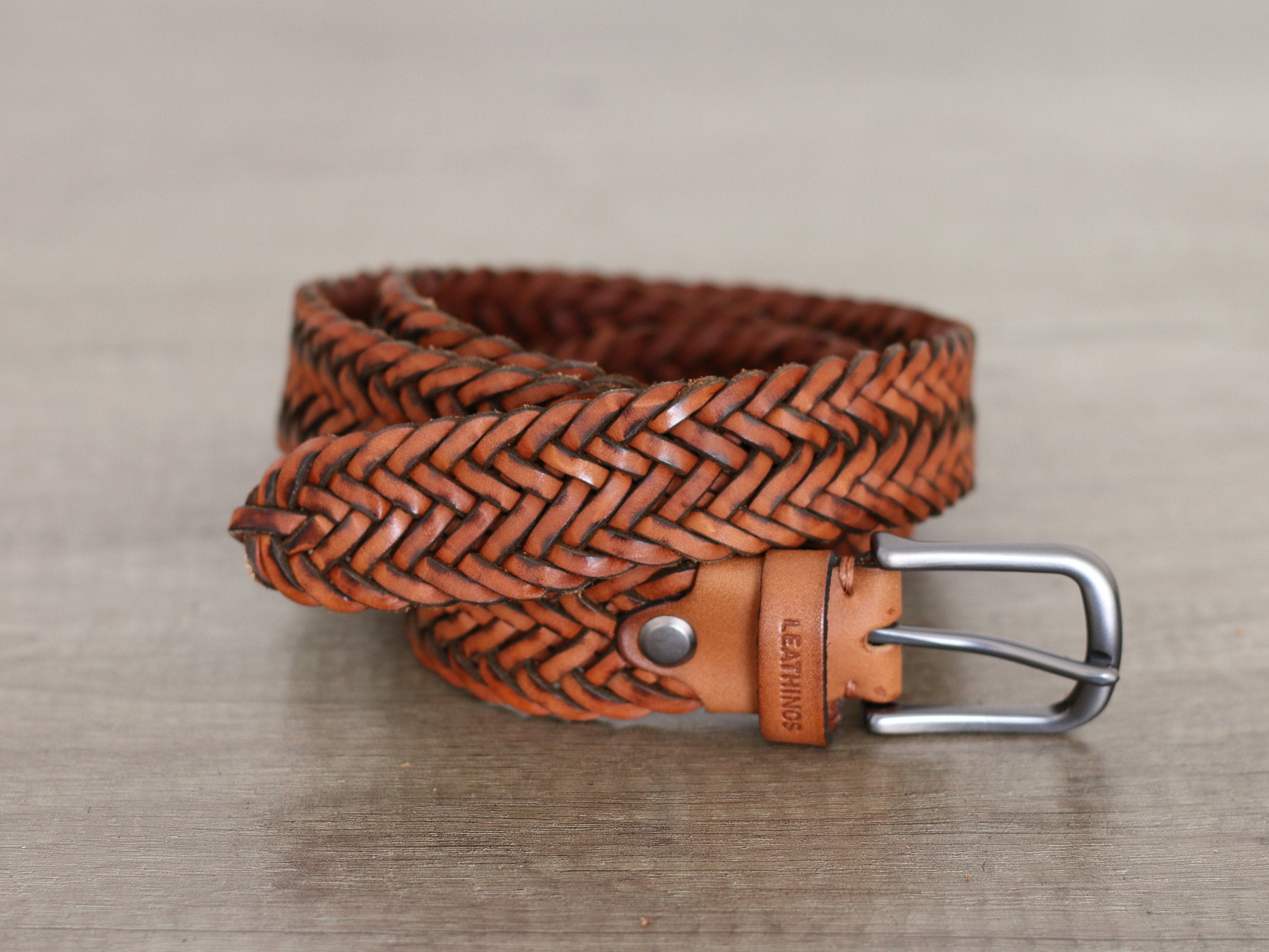 Buy Braided Tan Leather Belt Handcrafted Vegetabled Leather Belts