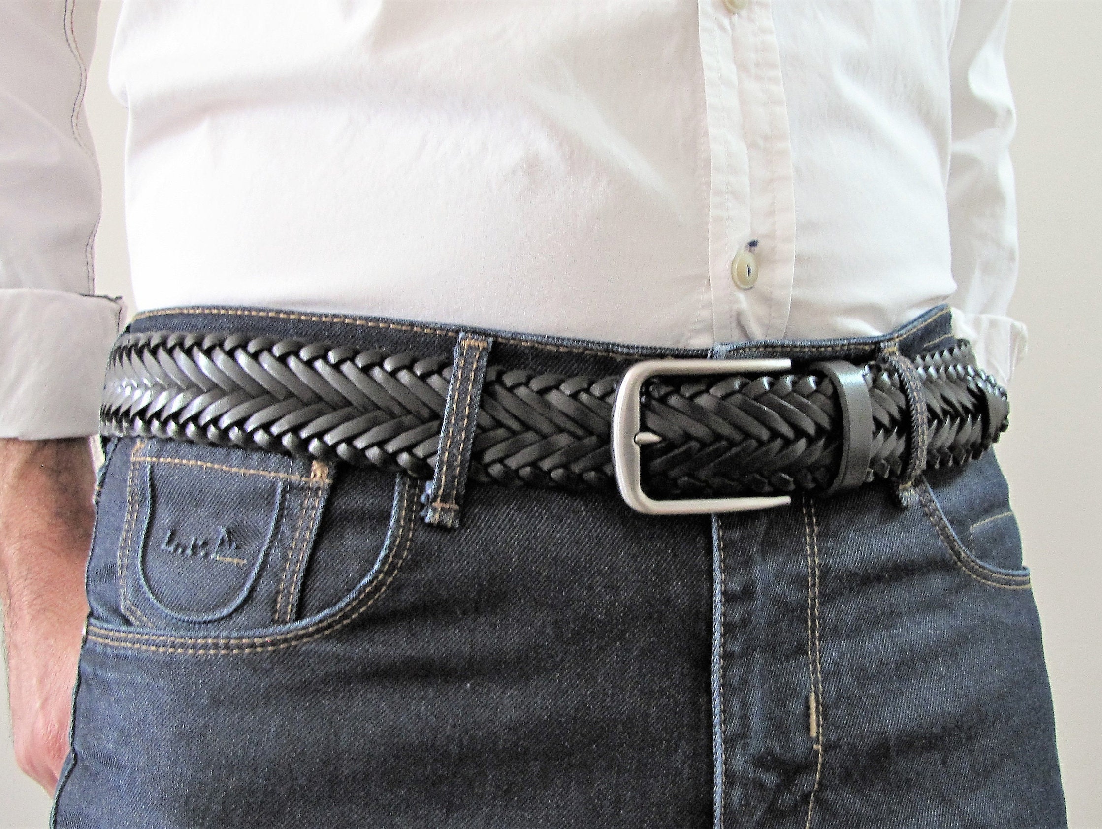 Customizable Leather Belt Braided Belt Special Hand Braid Black Belt for  Men's Handcrafted Leather Belt Elegant Gift Casual Dress Wide Belt -   Canada