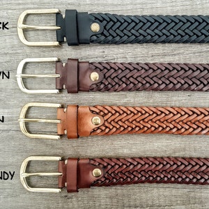 Leather braid belt customizable gold buckle braided belt christmas and birthday personalized gifts for women men extra long size luxury belt image 7