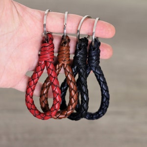 Mini Braid keychain leather lanyard keyfob for womens braided keychain, luxury red car keypurses leather rope keychain for housewarming gift