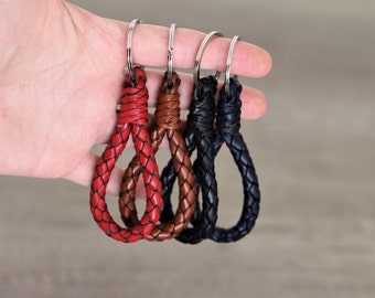 Mini Braid Schlüsselanhänger Leder Lanyard Schlüsselanhänger für Frauen geflochtener Schlüsselanhänger, Luxus-Rot-Auto-Schlüsselanhänger Lederschnur Schlüsselanhänger für Einweihungsparty Geschenk