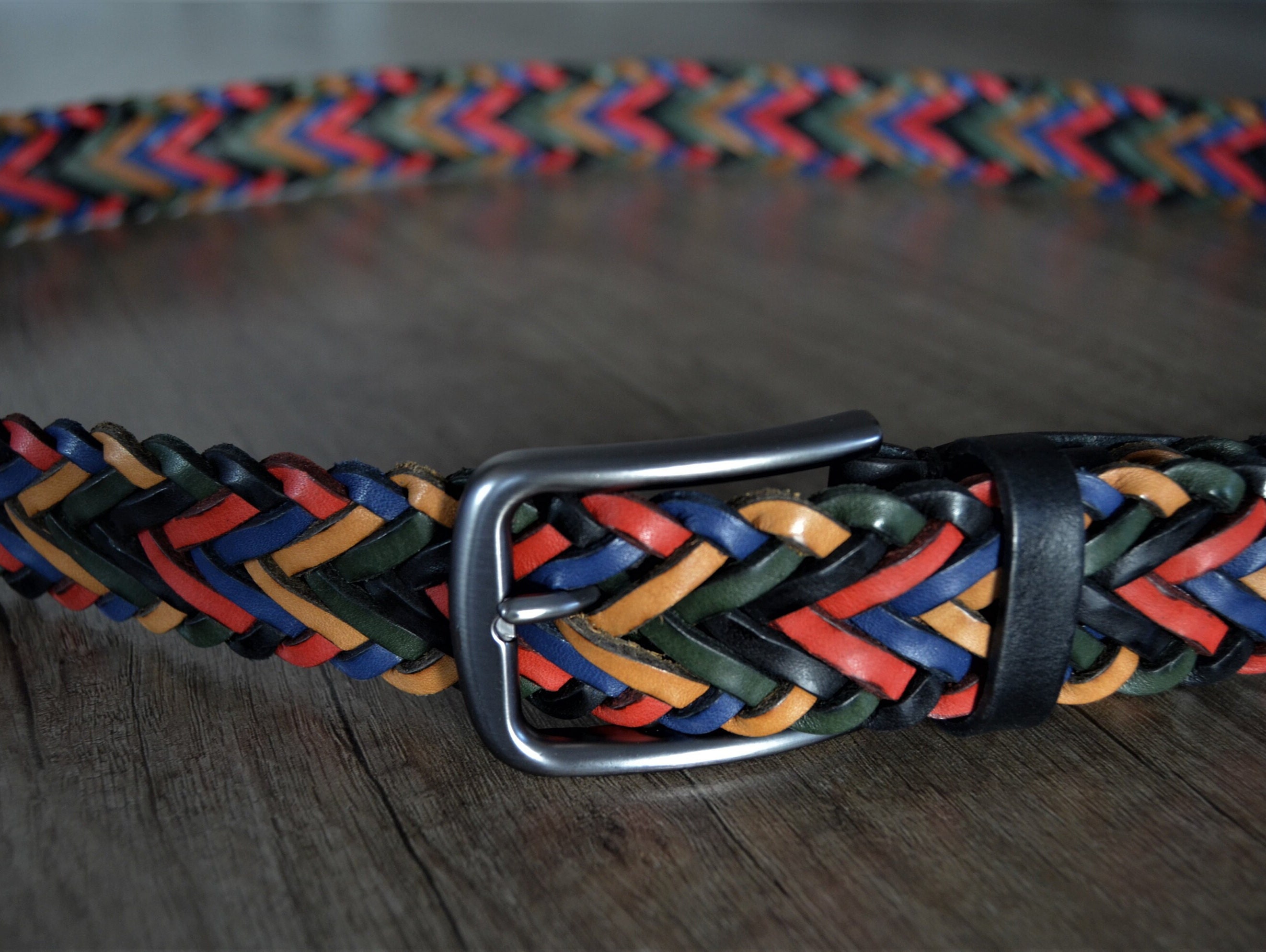 ?️Multicolored Braided Belt Size 8 Braided Popcorn Golf Ratchet Belt 1.38 main image 2