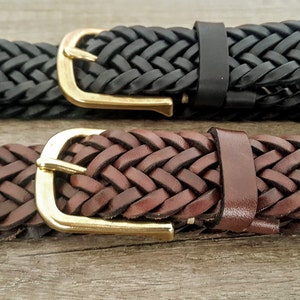 Leather braid belt customizable gold buckle braided belt christmas and birthday personalized gifts for women men extra long size luxury belt image 1