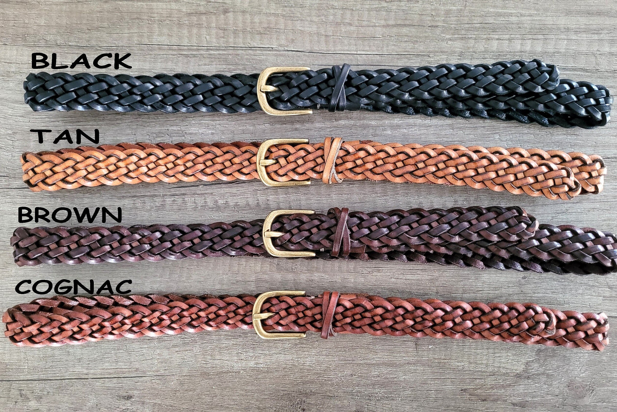 Braided Leather Belt Handcrafted Real Full Grain Black Braid Belts