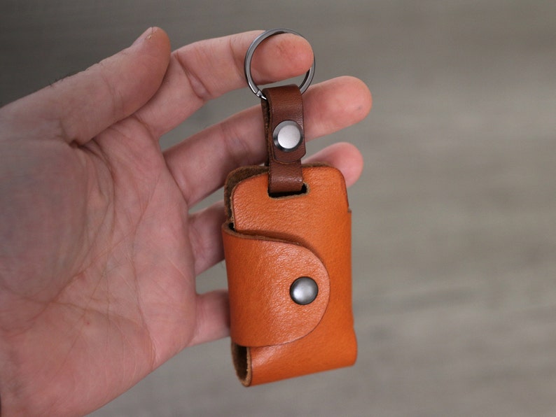 Personalized car keyholder remote leather keyfob, custom gift for men's Key cover geniune leather keychain remote key purses keycase for car zdjęcie 4