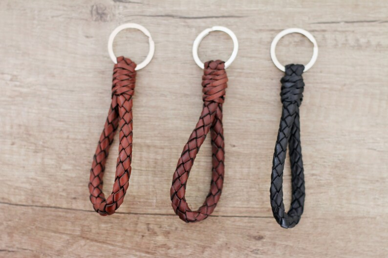 Rope Braid Leather Keychain Fathers day New Car Gift ideas Key Etsy