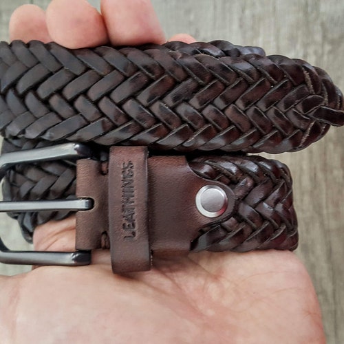 Braid Leather Belt Handcrafted Full Grain Brown Braided Belts - Etsy