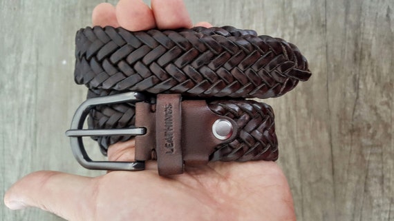 Braid Belt Full Grain Braided Leather Belts for Men's Gift 