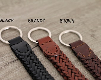 Braided Leather Keychain usefull gift, Handcrafted Leather Goods New Car Gift Key fob Practical Premium gifts Hand braid key chain for men's