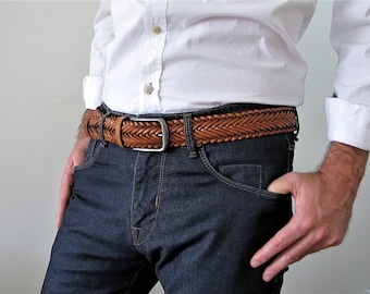 Black Braided leather belt Handcrafted genuine Leather hand braid belts for men women gift ideas unique trendy belt for him boyfriend gifts