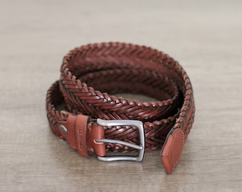 Braided leather belt for men,women valentine's day gifts Handcrafted trendy hand Braid Leather Belts woven belts elegant leather goods ideas