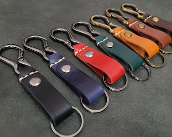 Llavero de cuero con trabilla para cinturón, llavero con cordón, llavero, regalos únicos y especiales, llavero con gancho, accesorios para artículos de cuero.