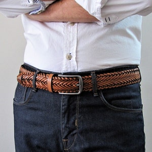 Hand Braid leather belt, Braided belt handcrafted for casual wear genuine leather Personalised belt for men elegant gifts high quality belt