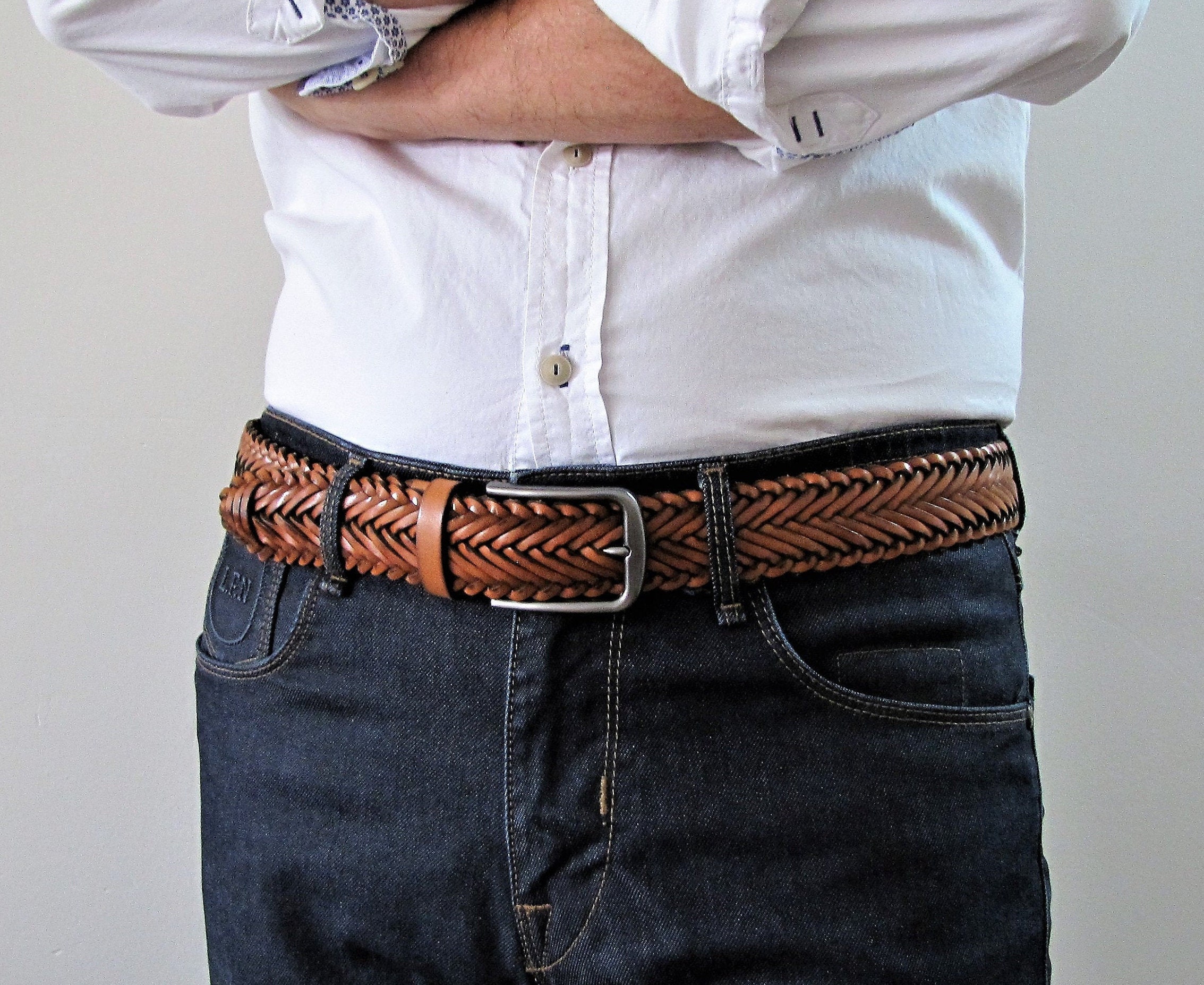 Mens braided leather belts hotsell