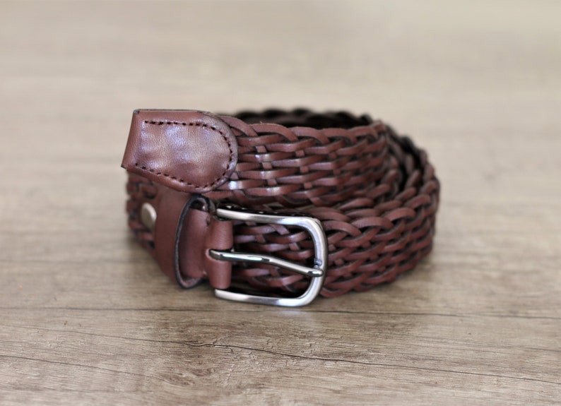 Leather Belt Women Customizable Braided Leather Belt Brown - Etsy