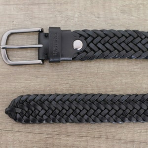 Braided Leather Belt Handcrafted Real Full Grain Black Braid - Etsy