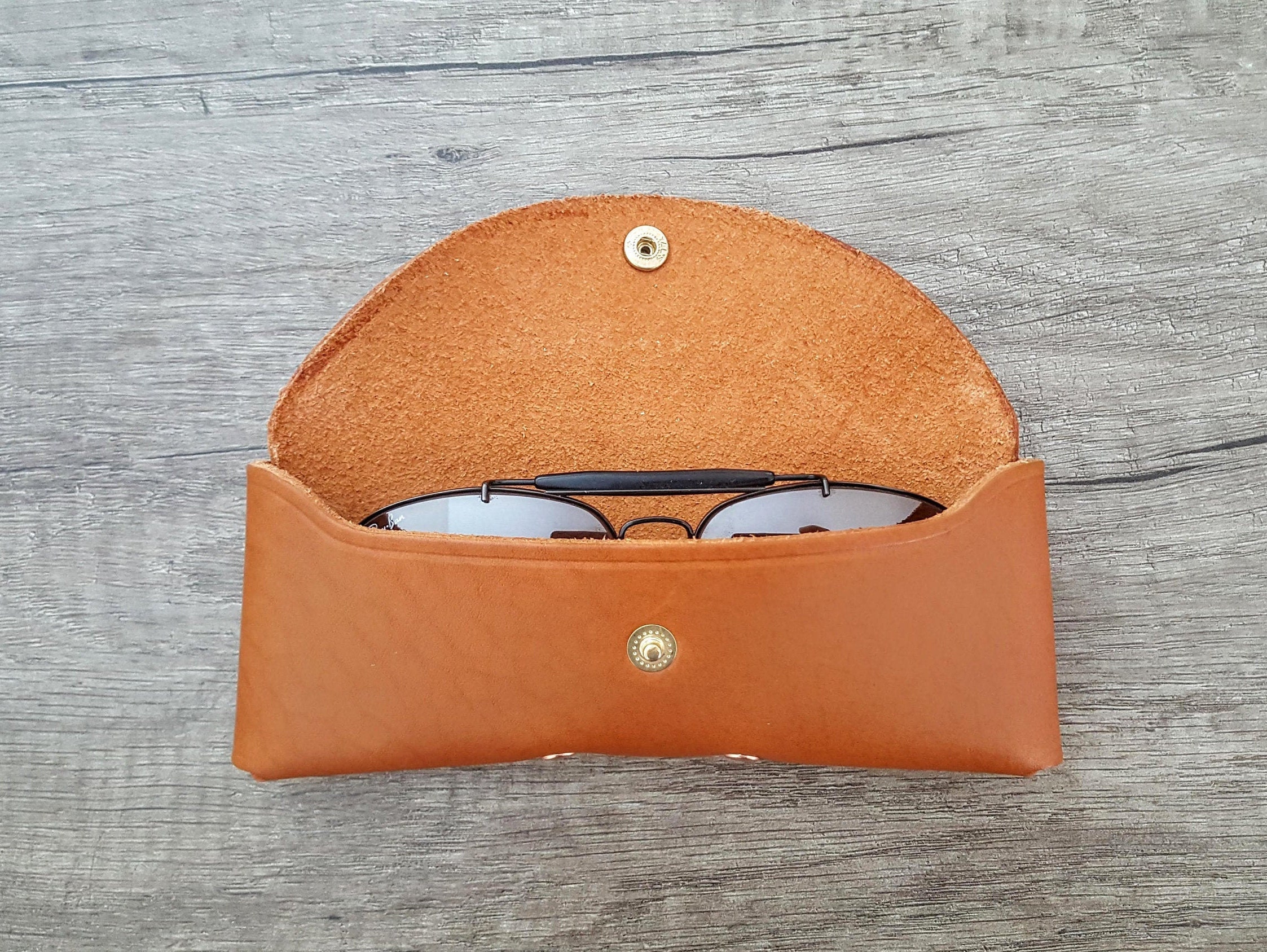 Snap Leather Eyeglass Case