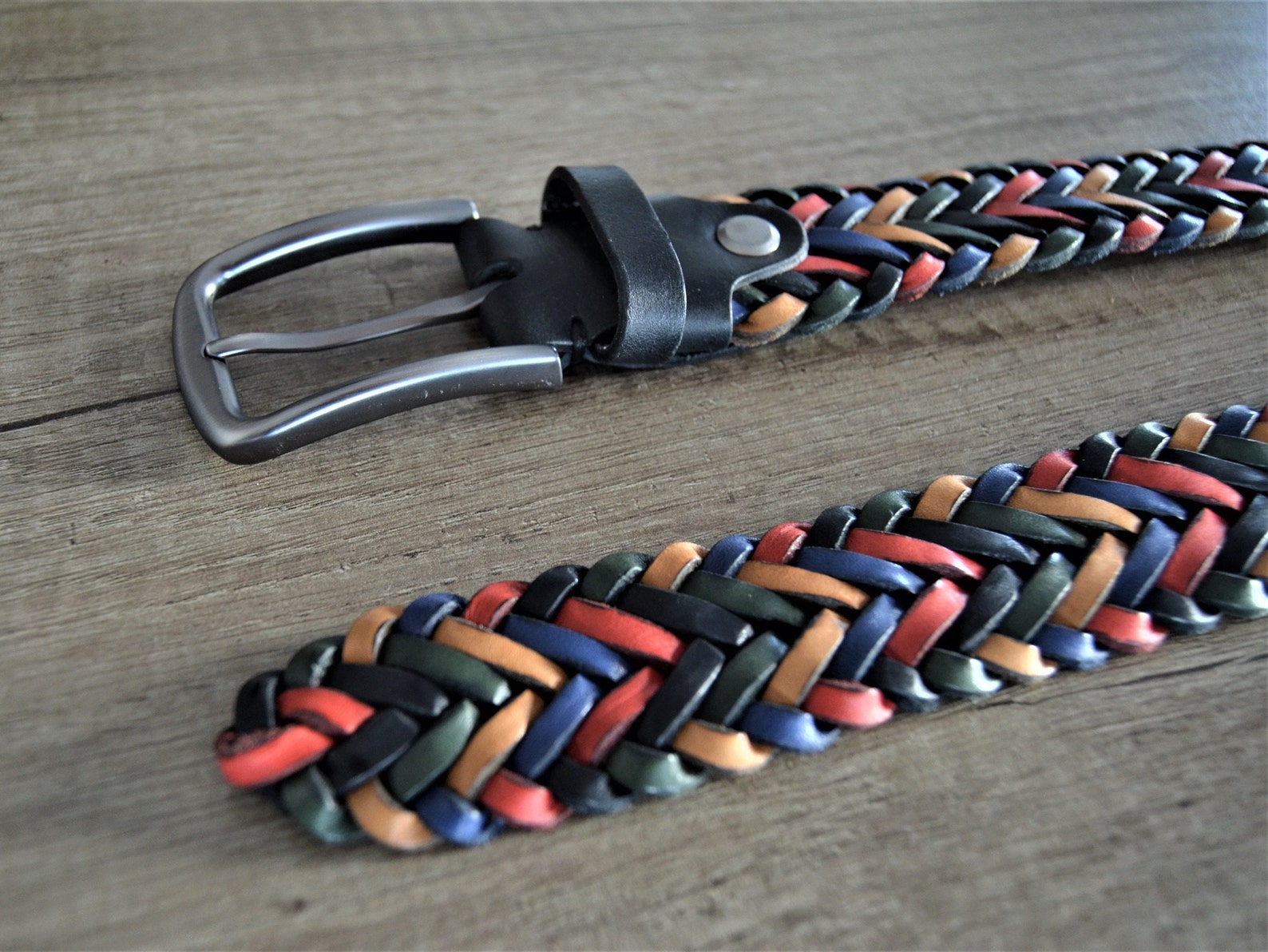 Colorful Braided Belt Real Leather Hand Braid Multicolor Belt Unisex ...