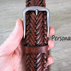 Braid leather belt Personalized belt for men&#39;s Leather Hand braided high quality casual belt for jeans belt elegant gift for boyfriend, dad