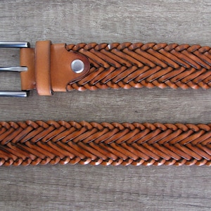 Personalized Belt Leather Braid Belt High Quality Hand Braided Tan Belt ...