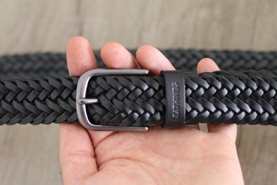 Braided Leather Belt Handcrafted Real Full Grain Black Braid Belts