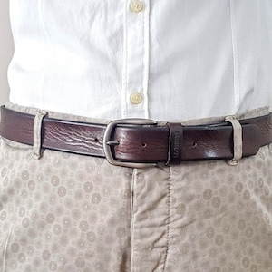 Elegant Leather belt unisex full Handcrafted Belt for men&#39;s Stylish brown belt real vegetabled tanned leather valentine&#39;s day gift&#39;s for him
