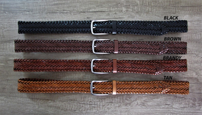 Cinturón de cuero personalizable Cinturón trenzado especial Cinturón negro trenzado a mano para cinturón de cuero hecho a mano para hombre elegante regalo Casual Vestido cinturón ancho imagen 9