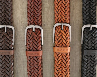 Ceinture en cuir tressé de haute qualité Ceinture en cuir tanné végétal fabriquée à la main pour homme et femme Ceinture élégante et élégante Ceinture en cuir tressée à la main