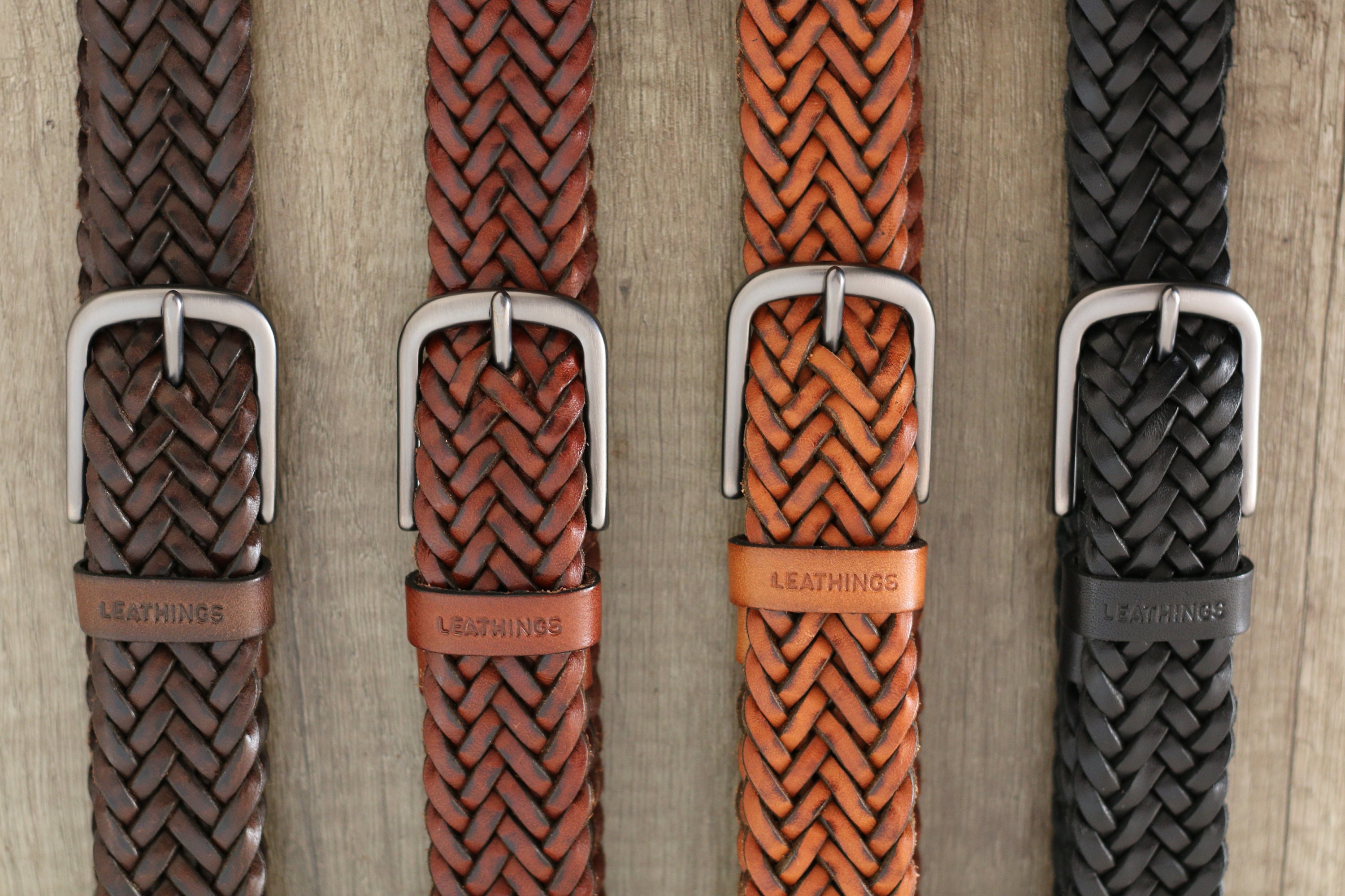 Braided Leather Belt Handcrafted Real Full Grain Black Braid Belts