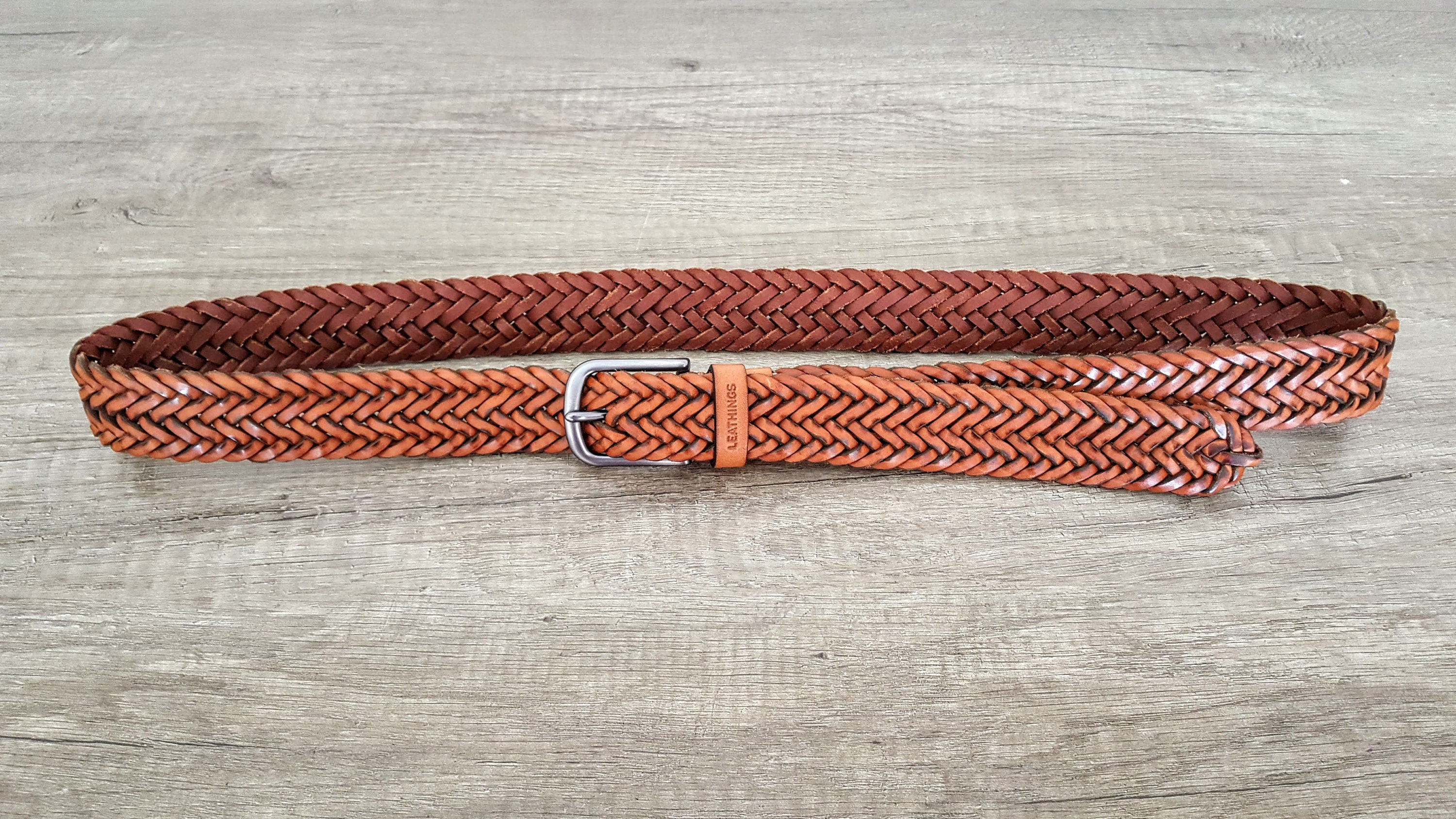 Braided Tan Leather Belt Handcrafted Vegetabled Leather Belts for