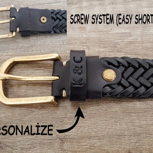 Leather braid belt customizable gold buckle braided belt christmas and birthday personalized gifts for women men extra long size luxury belt image 6