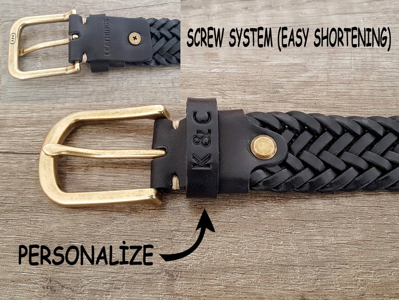 Leather braid belt customizable gold buckle braided belt christmas and birthday personalized gifts for women men extra long size luxury belt image 6