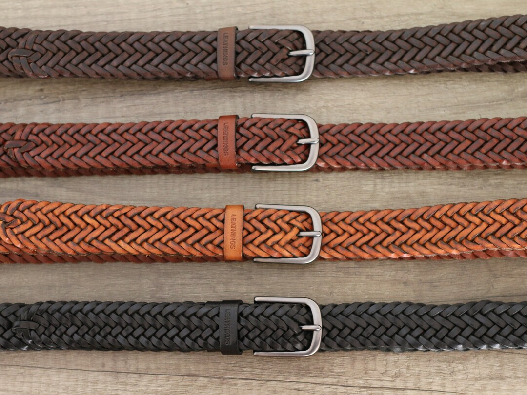 Braid Leather Belt Handcrafted Full Grain Black Braided Belts Elegant ...