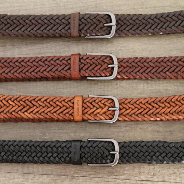 Braid leather belt Handcrafted Full Grain black braided belts Elegant trendy for men's and women belt for your love, real woven leather belt
