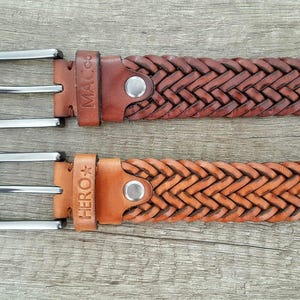 Personalized braid leather belt, plus size woven belt xl long custom belt gift for men and women, unisex high quality hand braided fine belt