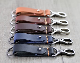 Llavero de cuero, llavero de cuero personalizado, llavero con trabilla para cinturón, artículos de cuero de primera calidad, ideas de regalo para él, para llaveros de mujer