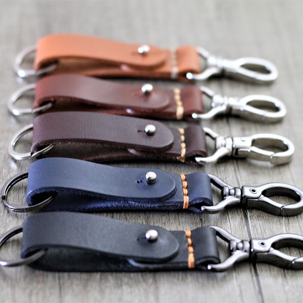 Leather keychain, keyring leather personalized keyholder Belt Loop Key Chain Premium leather goods gift ideas for him, for women keychains