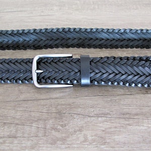 Cinturón de cuero personalizable Cinturón trenzado especial Cinturón negro trenzado a mano para cinturón de cuero hecho a mano para hombre elegante regalo Casual Vestido cinturón ancho imagen 5