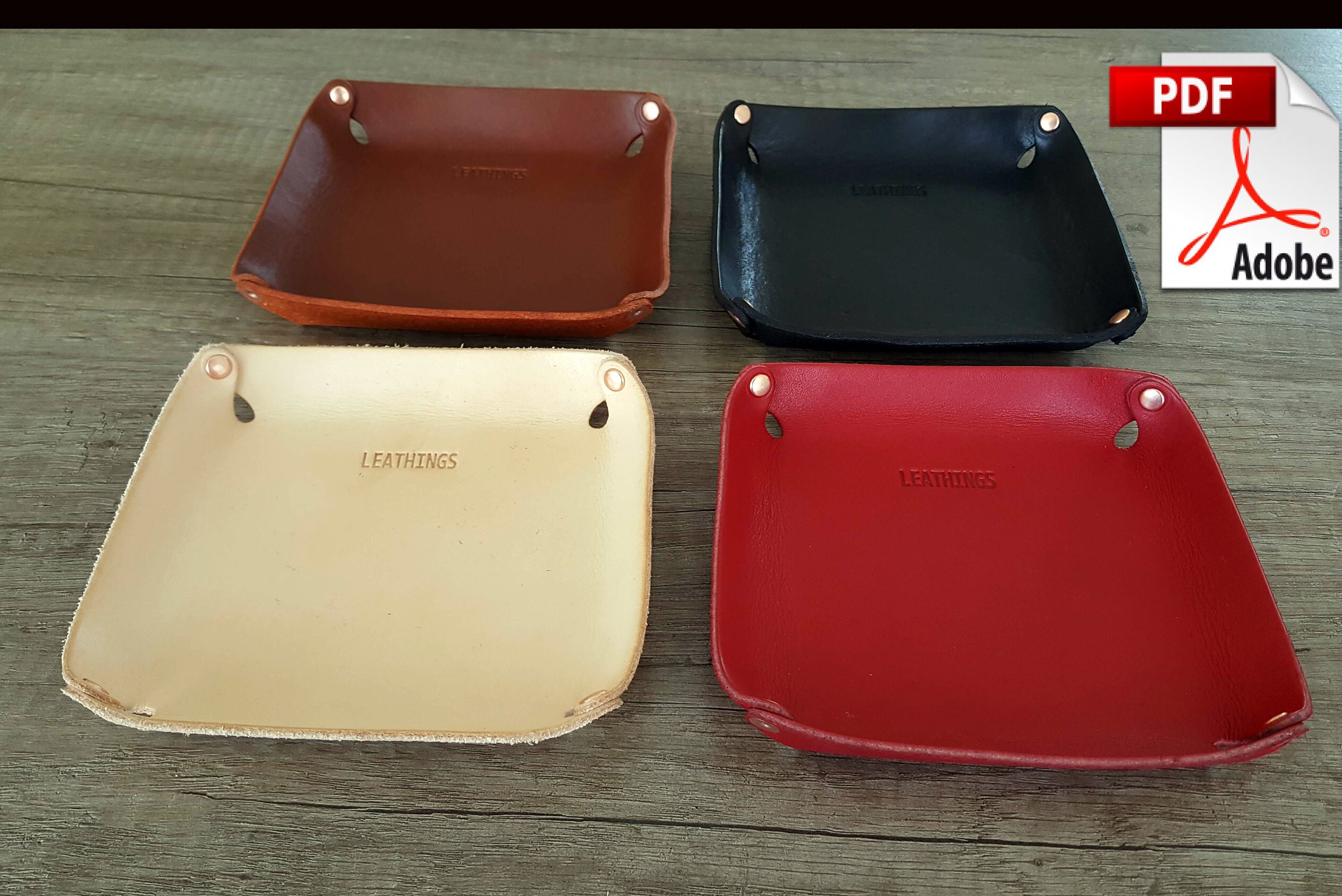 Leather Valet Tray Template Pattern Guide two pattern size Etsy