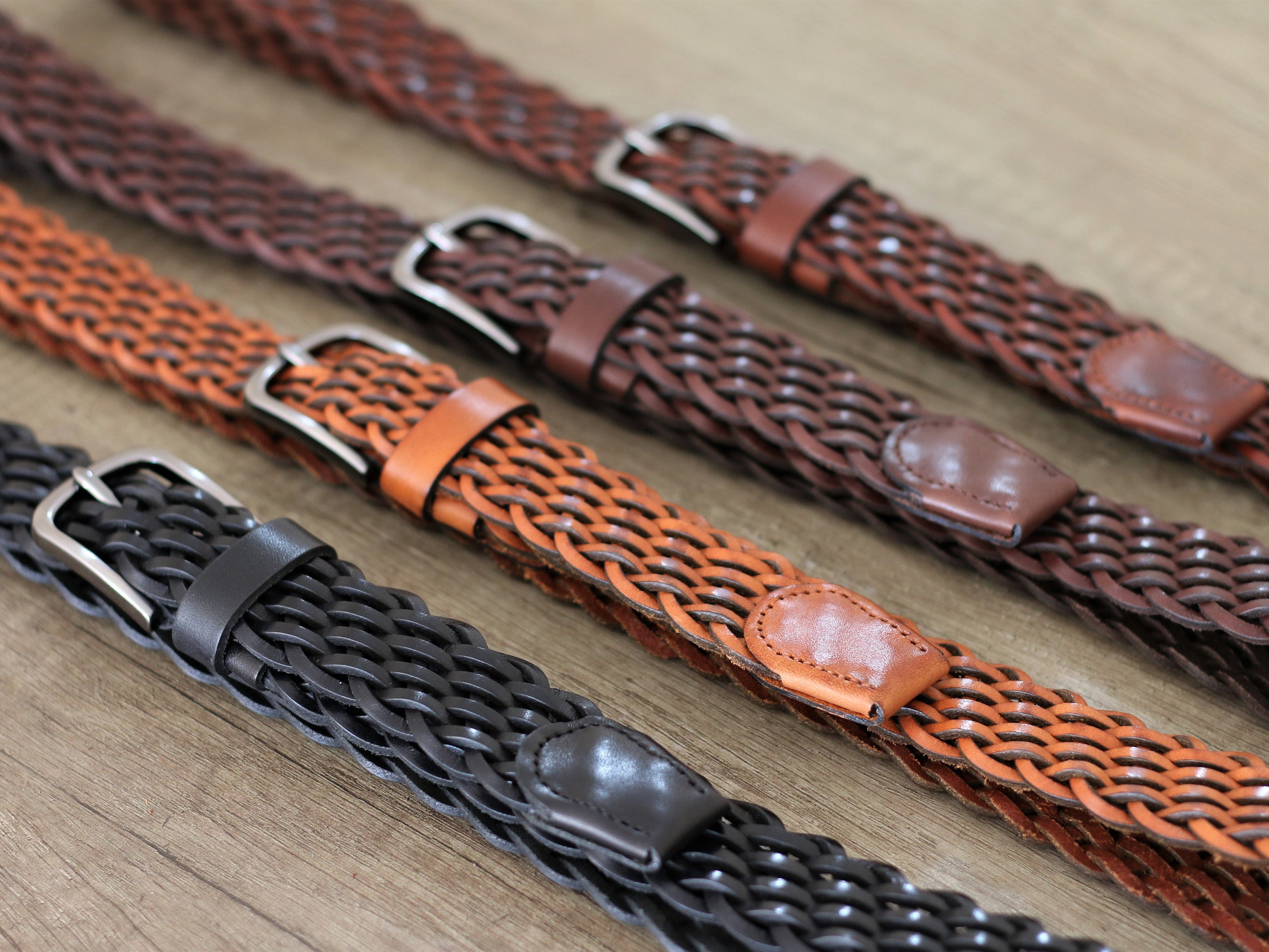 ❤️ Stylish Brown Leather braided Belt for Women Leather Belt Women, Customizable Braided Leather Belt Brown  main image 3