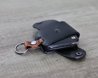 Porte-clés personnalisé en cuir à distance de porte-clés de voiture, cadeau personnalisé pour hommes Porte-clés en cuir véritable pour hommes Porte-clés à distance porte-clés pour voiture