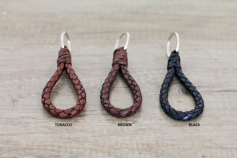 Rope Braid Leather Keychain Fathers day New Car Gift ideas Key Etsy