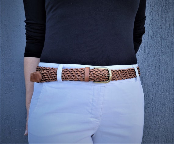 Women's 3 Wide High Waist Fashion Stitch Rectangular Leather Belt 