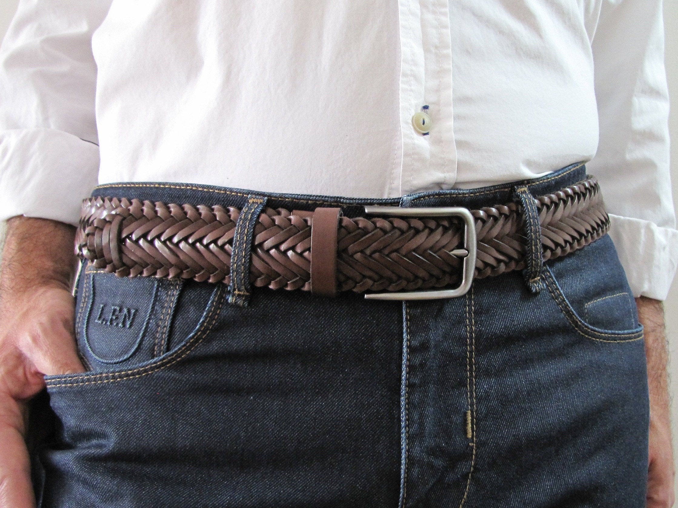 Men's Braided Belt in Chestnut