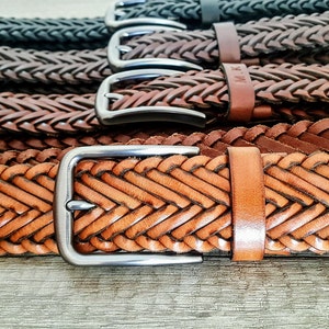 Braid leather belt Full Vegetable tanned leather Braided Belts high quality Handcrafted for men belt Elegant Stylish for jeans unique belt